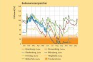 Grafik mit vielen gezackten und bunten Linien, die alle in einen roten Bereich herunter gehen