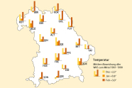 Temperaturen allgemein zu hoch (Vergleich zum Mittel); insbesondere Dezember (+2,3°) und Februar (+3,0°) zu warm