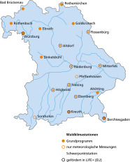 Lage der Waldklimastationen in Bayern