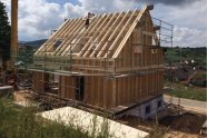 Baustelle eines Holzhauses