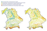 Anbaurisikokarten von 2000 und 2100 für die Winterlinde. Weitere Informationen finden Sie im Text.