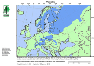 Karte von Europa mit blau gekennzeichneter Fichtenverbreitung.