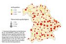 Deutschlandkarte, mit Kreisen, wo der Buchdrucker am häufigsten gefangen wurde.