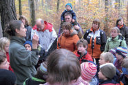 Erwachsene und Kinder im Wald