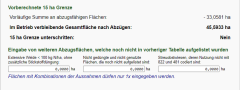 Ausgabe der 15 ha Betriebsgrenze