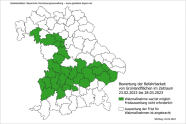Bayernkarte mit markierten Landkreisen