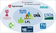 Logos der TUM, LfL, UNIA, EARL und andere zeigen die Zusammenarbeit in einem Forschungsnetzwerk.