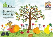 gezeichnete Titelseite des Kinderheftes mit einem Baum und verschiedenen Obstsorten