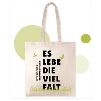 Stofftasche mit der Aufschrift: Bayerischer Streuobstpakt – Es lebe die Vielfalt