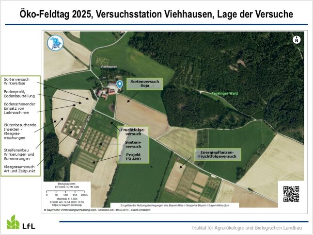 Luftbild des Veranstaltungsortes mit gekennzeichneten Stationen