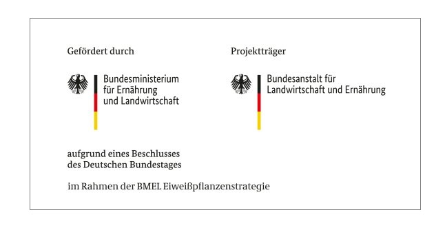 Logo des BMEL mit dem Zusatz "Gefördert durch das Bundesministerium für Ernährung und Landwirtschaft aufgrund eines Beschlusses des Deutschen Bundestages" 