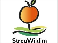 Ein stilisierter Apfel mit Schriftzug Streuwiklim.