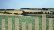 Balkendiagramm mit einer Agrarlandschaft hinterlegt