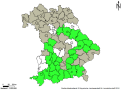 Bayernkarte mit Verbreitung des Wasserkreuzkrauts auf Landkreisebene