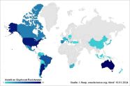 Weltkarte mit den Vorkommmen Glyphosat-resistenter Unkräuter