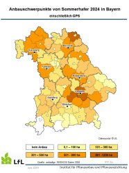 Karte von Bayern mit Anbauschwerpunkten von Sommerhafer Ernte 2024			
