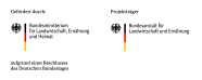 Kombilogo mit Bundeswappen, stilisierter Flagge und Text