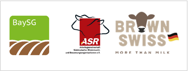 Logos von BaySG, ASR und Arbeitsgemeinschaft Braunvieh